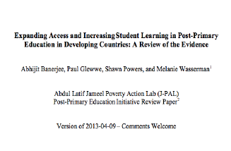 Expanding Access and Increasing Student Learning in Post-Primary Education in Developing Countries: A Review of the Evidence.