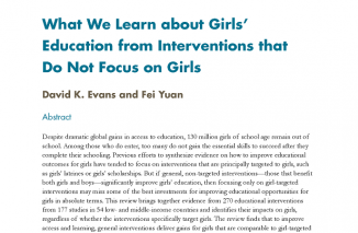 What We Learn about Girls’ Education from Interventions that Do Not Focus on Girls